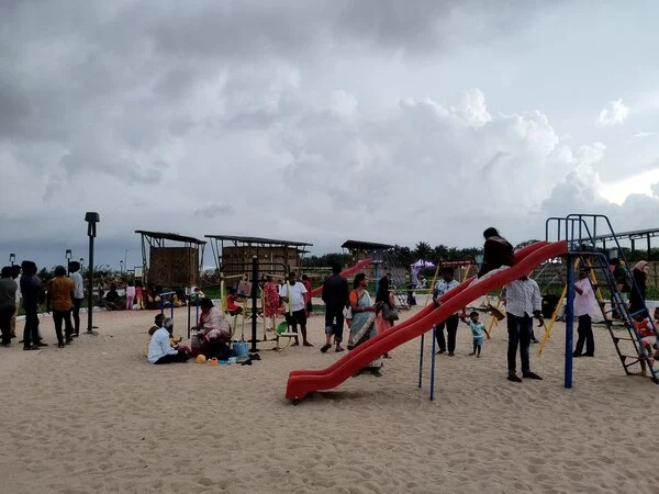 Blue flag beach children's play area