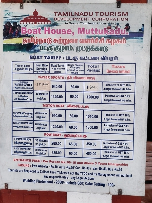 Ticket price chart
